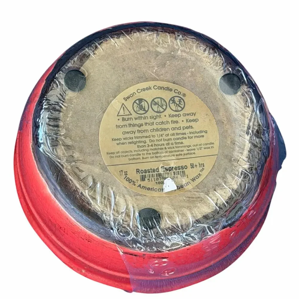 Swan Creek Candle Company Roasted Espresso Soy Wax Red Ceramic Holder 17oz NOS